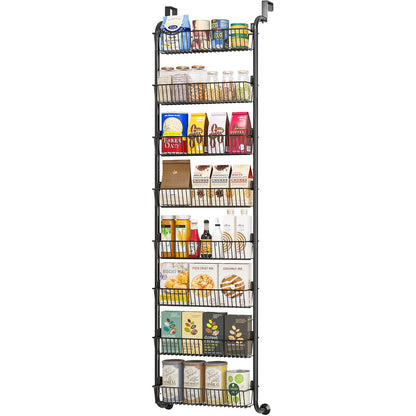 MIAOLI Over The Door Pantry Organizers and Storage, 6-Tier Spice Rack, Home & Kitchen Storage Shelves for Cabinet, Large Capacity Hanging Seasoning Organizer, Laundry Room Organization, Black