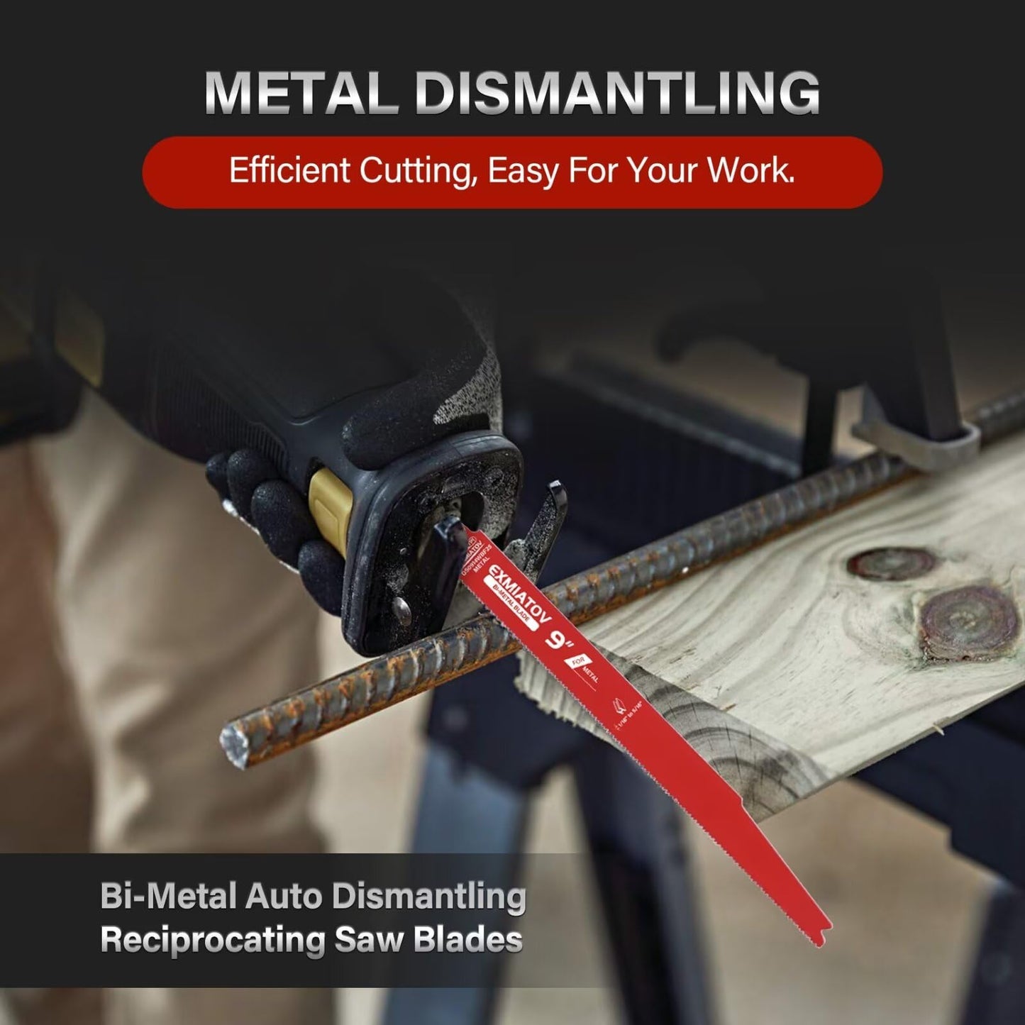 25 Pack 9 Inch 14/18 TPI Reciprocating Saw Blades for Metal Cutting, Bi-Metal Auto Dismantling Reciprocating Saw Blades for 1/16-5/16 Medium Metals, Cutting Blade for Reciprocating Sawzall