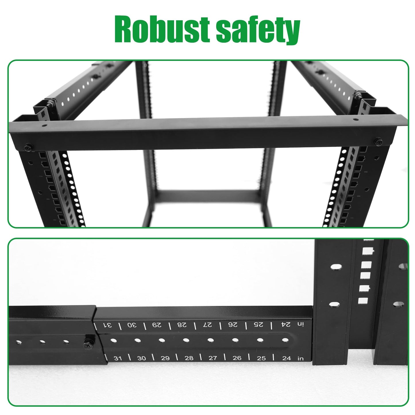 4-Post 27U Open Frame Server Rack for 19" IT Network Equipment & A/V Devices，22"-35" Adjustable Depth，Heavy Duty Free Standing Rack for Servers & AV Gear
