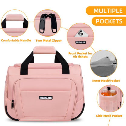 Underseat Carry On Luggage - Lightweight Travel Tote Weekender Bag Overnight Duffle for Travel, Personal Item - Pink-16Inch