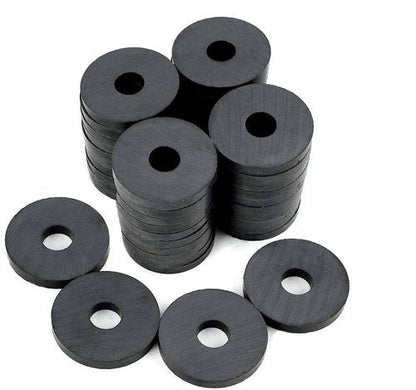 Creative Hobbies 29 Piece Strong 1.25 Inch Donut Round Ceramic Ferrite Ring Magnets, with 3/8" Center Hole x 3/16" Thickness - Ideal for Use on Refrigerator, Whiteboard, Arts Science Project, Crafts