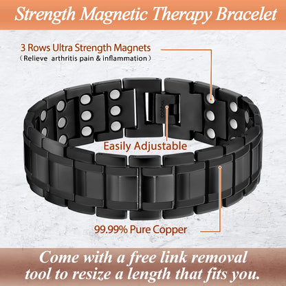 Cigmag 3X Copper Bracelet for Men Triple Ultra Strength Magnets Pure Copper Magnetic Bracelet & Ring Set with Adjustable Sizing Tool