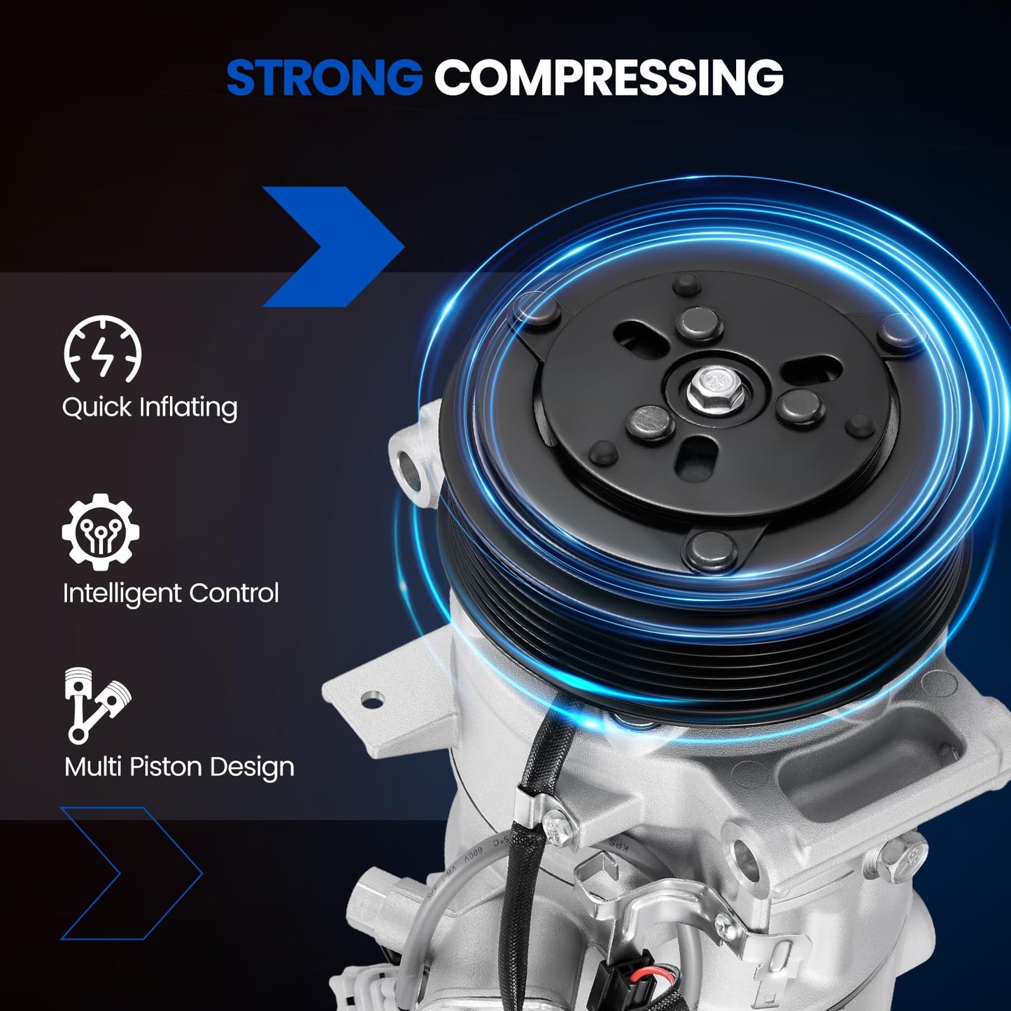 SYKRSS 98588 Air Conditioning AC Compressor with Clutch Compatible with Infiniti Q50 2016-2024 3.0L, for Q50 2014-2015 3.7L, for Q60 2017-2022 3.0L, Compatible with Nissan 370Z 2019-2020 3.7L