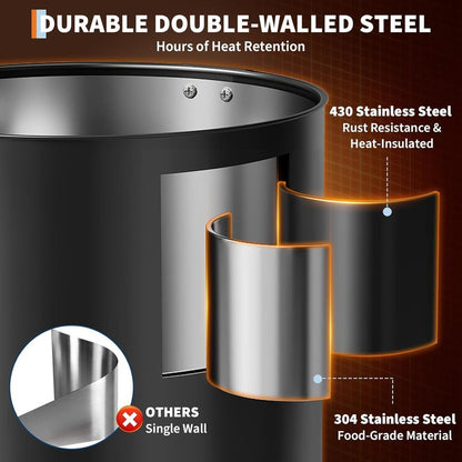 PeacefulHues 80 Cup Commercial Coffee Urn - 12L/3.2Gal Stainless Steel Electric Coffee Maker With Double Wall Insulation, Hot Beverage & Water Dispenser for Weddings, Parties, Catering, Buffets