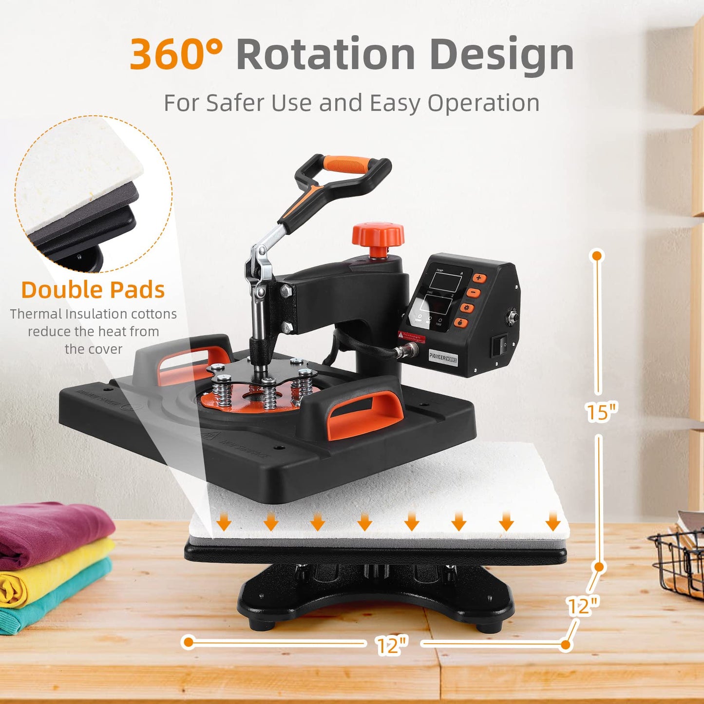 IDEALHOUSE 6-in-1 Heat Press Machine 12 x 15 Inch – 360° Swing-Away Digital Sublimation – T-Shirt, Mug, Hat & Plate Printing – Industrial-Quality Heat Transfer, 3 Preset Modes – USA