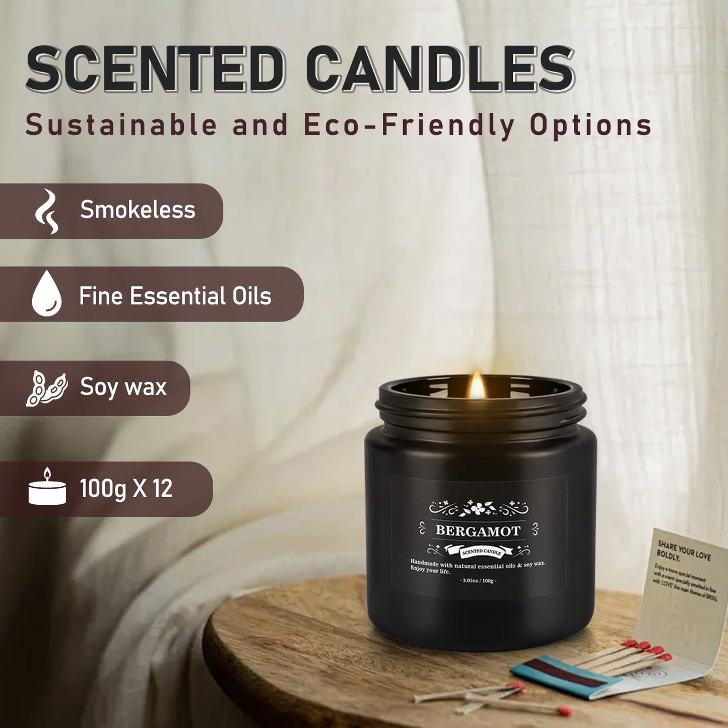 YOROXRG Scented Candles Gifts Set 12 Pack Soy Wax Travel Tin Jar Candles for Home 3.05 OZ for Mom for Christmas, Birthday, Thanksgiving, Mother's Day,Father'Day(Black)