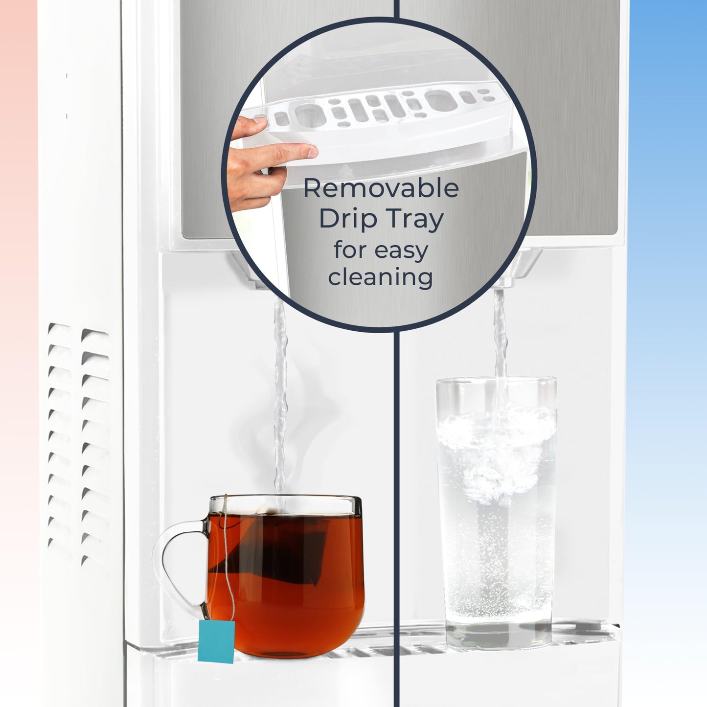 Igloo Bottom-Loading Water Dispenser – Water Cooler Dispenser with Hot, Cold & Temperature Settings- Electric Water Dispenser Fits 3- & 5-Gallon Jugs with Child Safety Lock Office Use– White Stainless