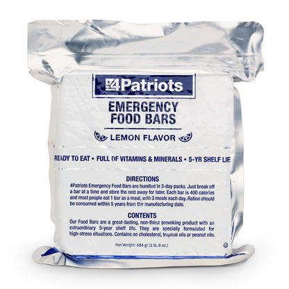 4Patriots Emergency Food Bars: Non-Perishable S.O.S Ration Designed to Last 5 Years, 9 Servings