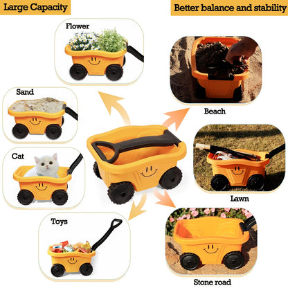 CHEERBANK Toddlers Rake & Shovel Set with Wheelbarrow, Kids Yard Tools for Digging, Gardening, Beach, Sandbox, Lawn, Camping, Summer Outdoor Garden Toys Gifts for Children Age 2-5 Years Old