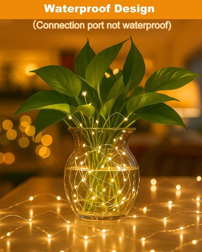 Btfarm Rechargeable Fairy Lights - 33FT 100LED Waterproof Twinkle Lights with Remote & Timer | Warm White Indoor/Outdoor Decor