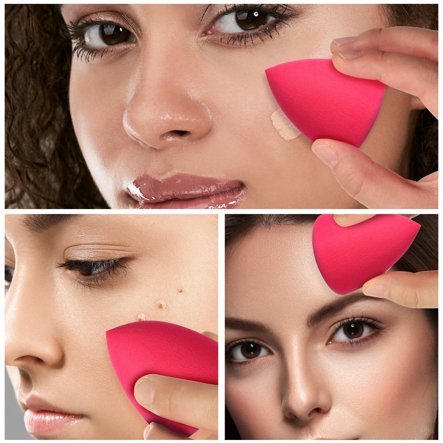 8pcs Makeup Sponge Set Professional Blender Sponge Soft Concealer Sponge Facial Makeup Tools for Foundation Liquid Powder, Stocking Stuffers for women(Pink)