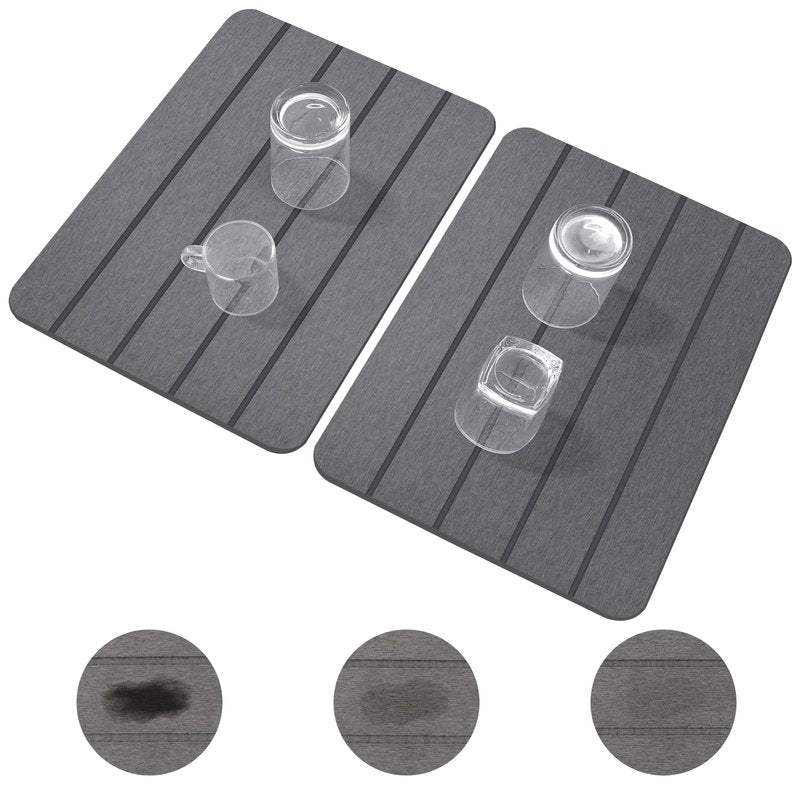 Stone Drying Mat for Kitchen Counter,2 Pack 16''x12'' Quick Dish Drying Stone Mat Kitchen,Double-sided Diatomaceous Earth Stone Drying Mat,No Moisture Residue, Stone Dish Drying Mat (Vertical Stripes)