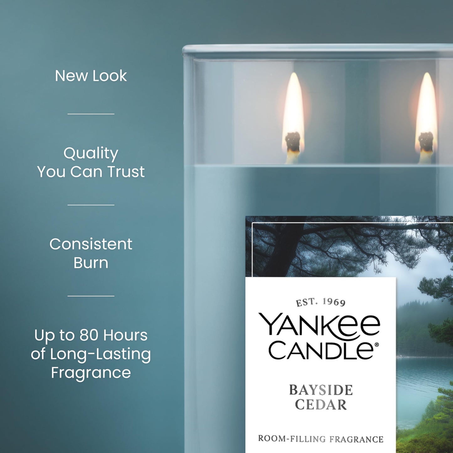 Yankee Candle Large Tumbler Scented Candle with up to 80 Hour Burn Time, Premium Plant Wax Blend for Consistent Burn, 20 oz Tumbler Candle with Room Filling Fragrance, Bayside Cedar