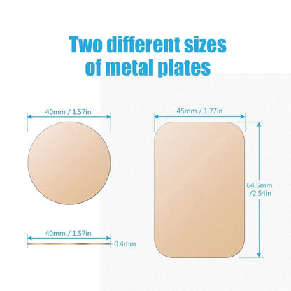 Mount Metal Plate with Adhesive for Magnetic Cradle-Less Mount by WixGear - X4 Pack 2 Rectangle and 2 Round (Compatible with Magnetic mounts) (Black)