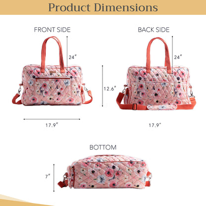 Maison d' Hermine Weekend Duffel Bags for Women Cotton Quilted Overnight Luggage Weekend Bag for Men Gym Sports Gifts Travel Business Travellers Trip Spring Summer (Romantic Poppy - Saumon)