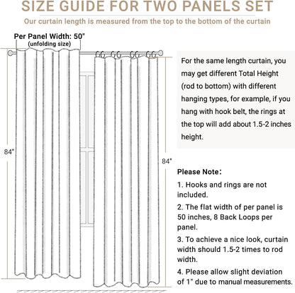 Skiennix 100% Blackout Linen Curtains - Thermal Insulated Drapes, 50" W x 90" L, Ash Grey, 2 Panels Set