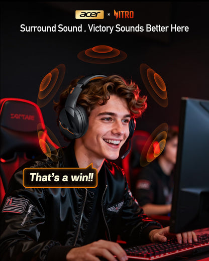 acer Wireless Gaming Headset, PS5 Headset with 2.4GHz for Ps5, Ps4, PC, Switch, Bluetooth 5.3 + 100Hrs Gaming Headphones with Noise Canceling Mic for Laptop, Mobile, Mac, 50mm Drivers (Orange)