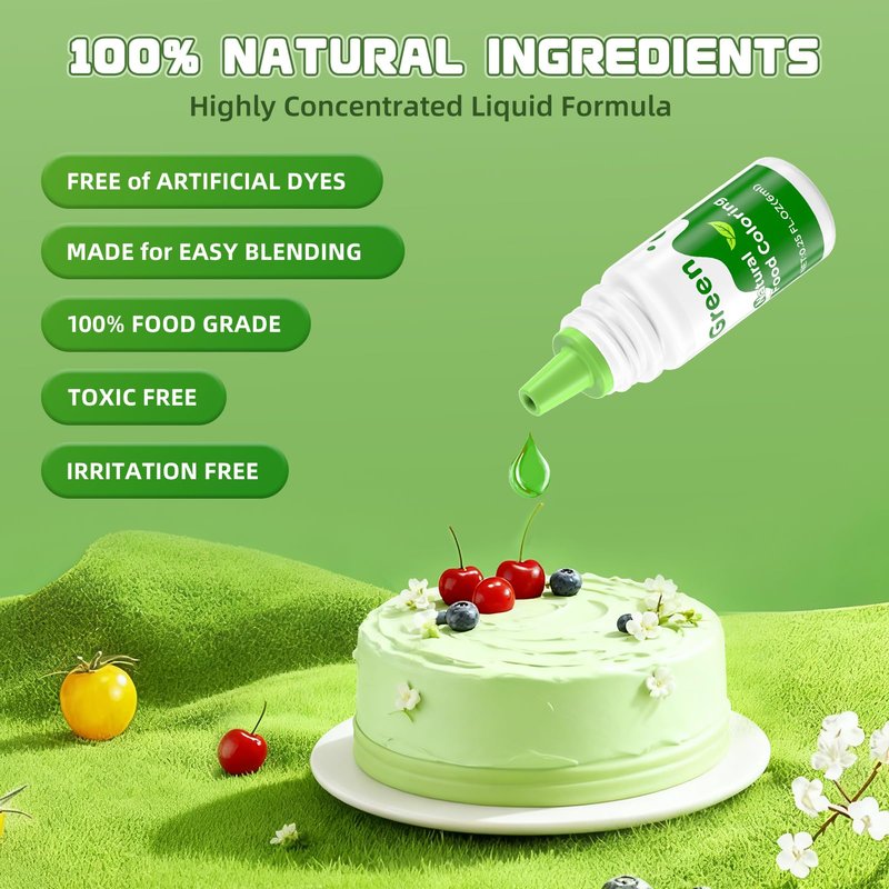 Natural Food Coloring Liquid Set - 6 Vibrant Color Food Grade