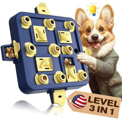 KADTC Dog Chess Puzzle Toy Level 3 in 1 for Small/Medium/Large Dogs Smart Mind Stimulating Game Puppy Brain Stimulation Cognitive Enrichment Toys Keep Them Busy Boredom Interactive Treat Food Puzzles