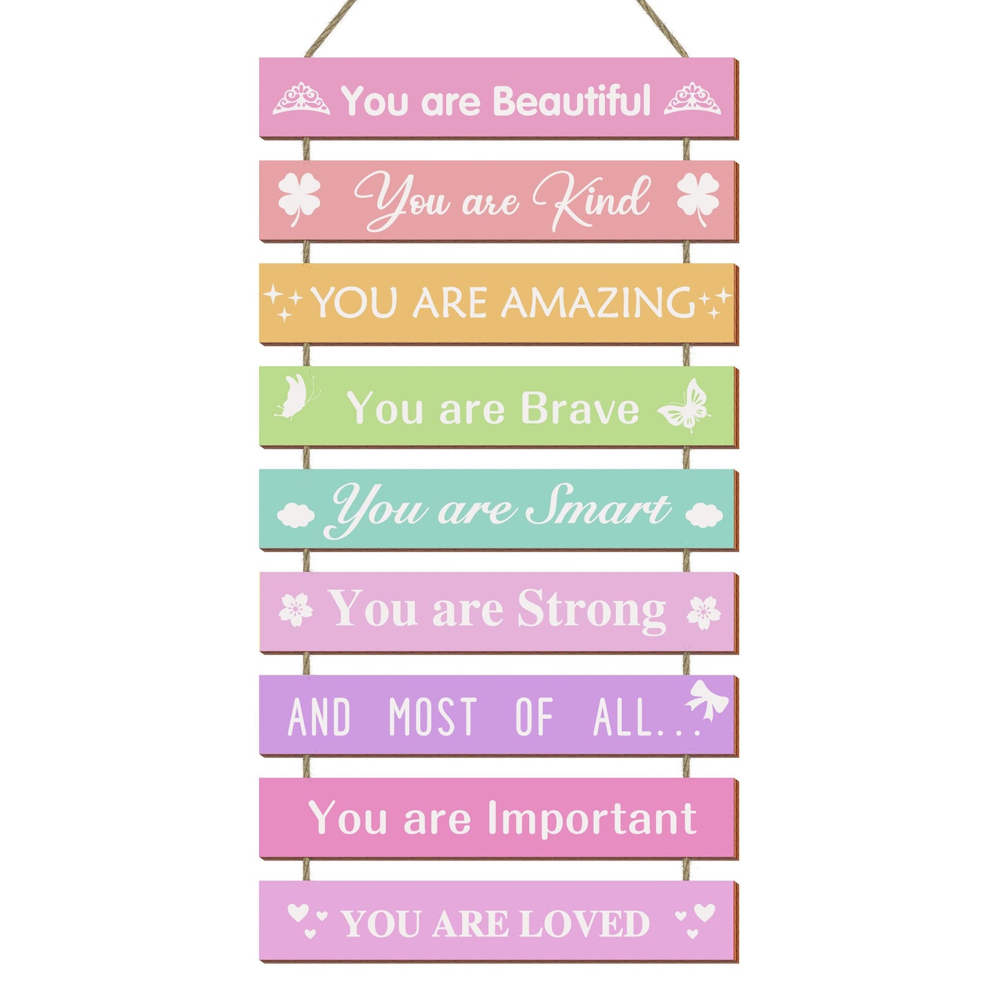 UBTKEY Girls Room Wall Decor, Set of 9 Pieces Wall Decor for Girls Bedroom Teen Girl, Inspirational Wall Art Hanging Plaque for Kids Baby Girl Nursery Wall Decortaions