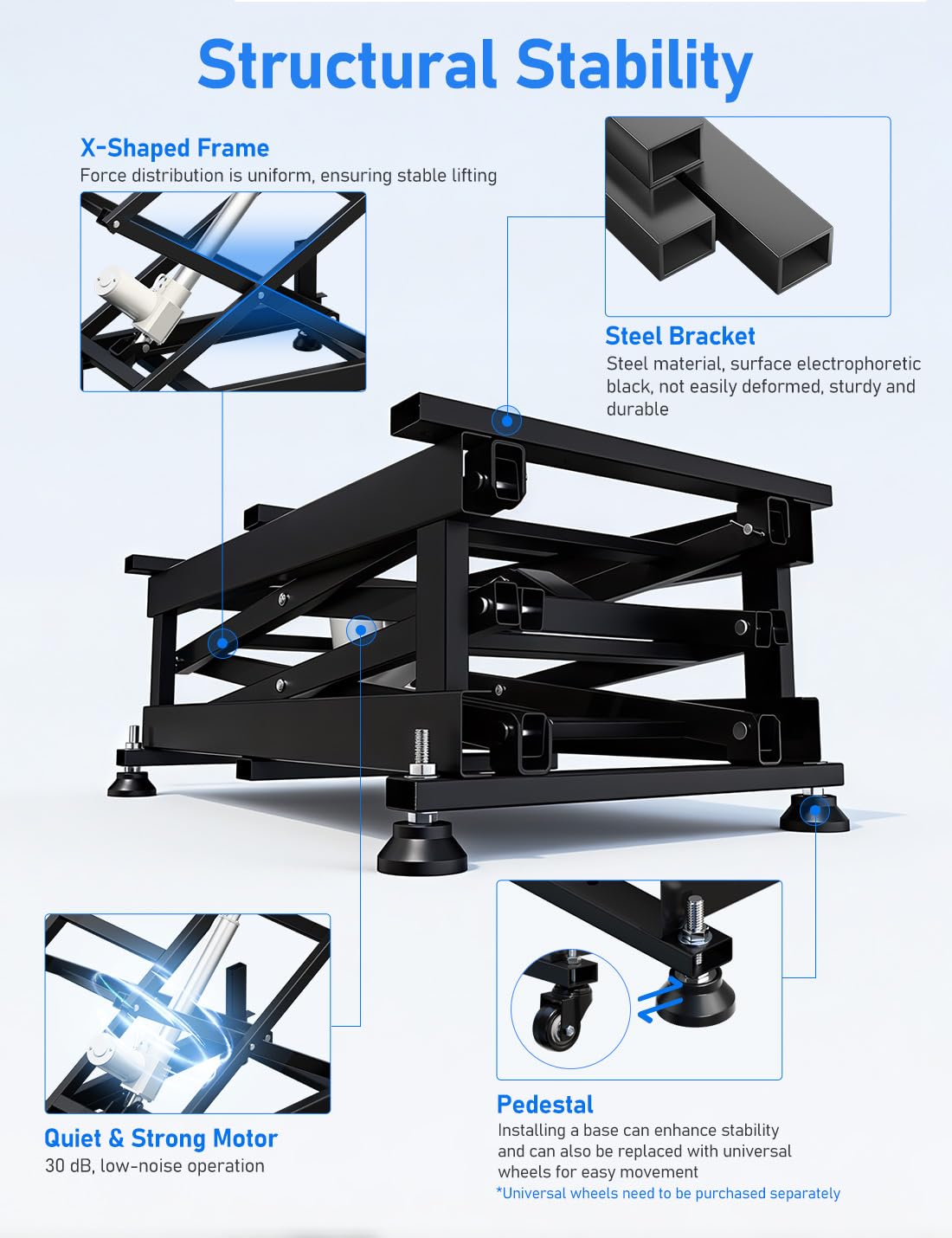DIHOOL Electric Scissor Lift Table, 200Lbs, 10.43"-50.39" Height Adjustable Lifting Platform, Super Quiet with Remote & WiFi Control, Obstruction Detection, AC/DC Power for Home/Industrial Use
