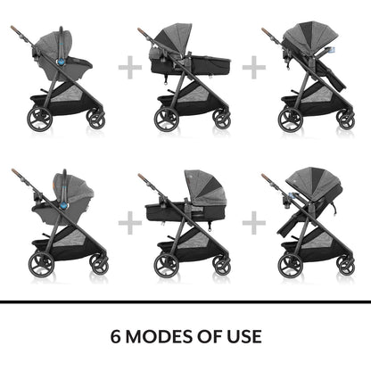 Evenflo Shyft Intuiti+ Travel System Featuring Revolve180 LiteMax NXT Preemie and Infant Car Seat with SensorySoothe and Green & Gentle (Jasper Black)
