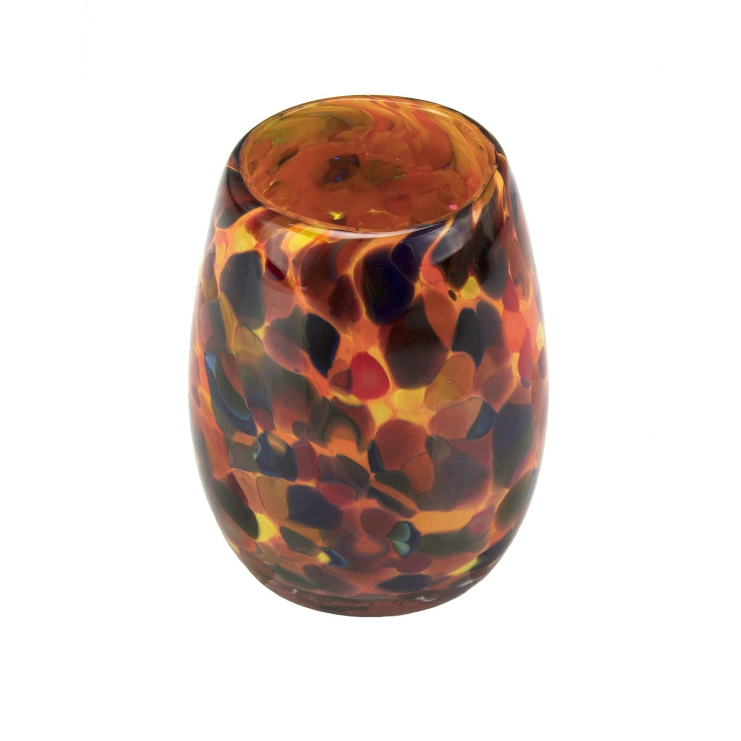 Totally Blown Glassworks Votive Candle Holder, Tea-Light, Handmade Blown Glass, Accent Vase, Centerpiece, Home Decor, Artist Dehanna Jones, Seattle, WA. (Orange MM Halloween Night)
