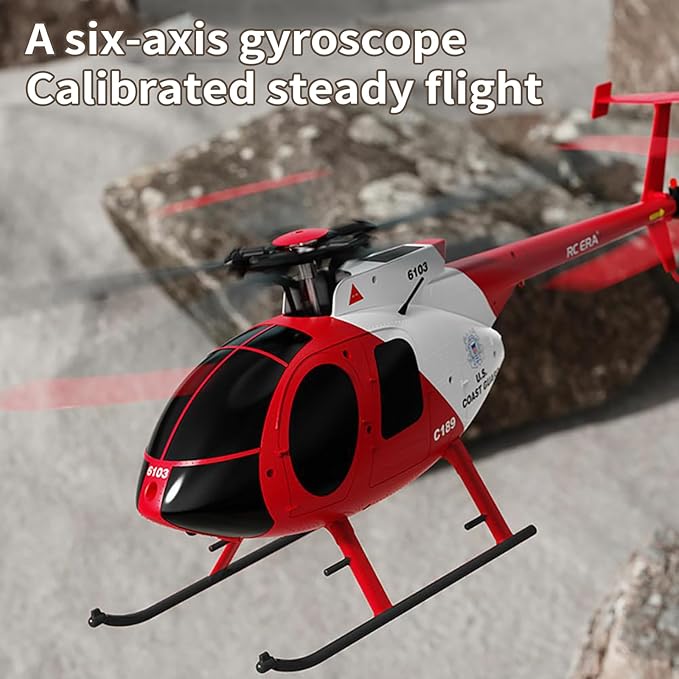 Remote Control Helicopter C189 MD500 RC Helicopter Model 1/28 Scale 4CH Single-Rotor Helicopters with 6-Axis Gyro and Brushless Motor 2.4GHz RC Aircraft for Adults 2 Batteries (Camouflage)