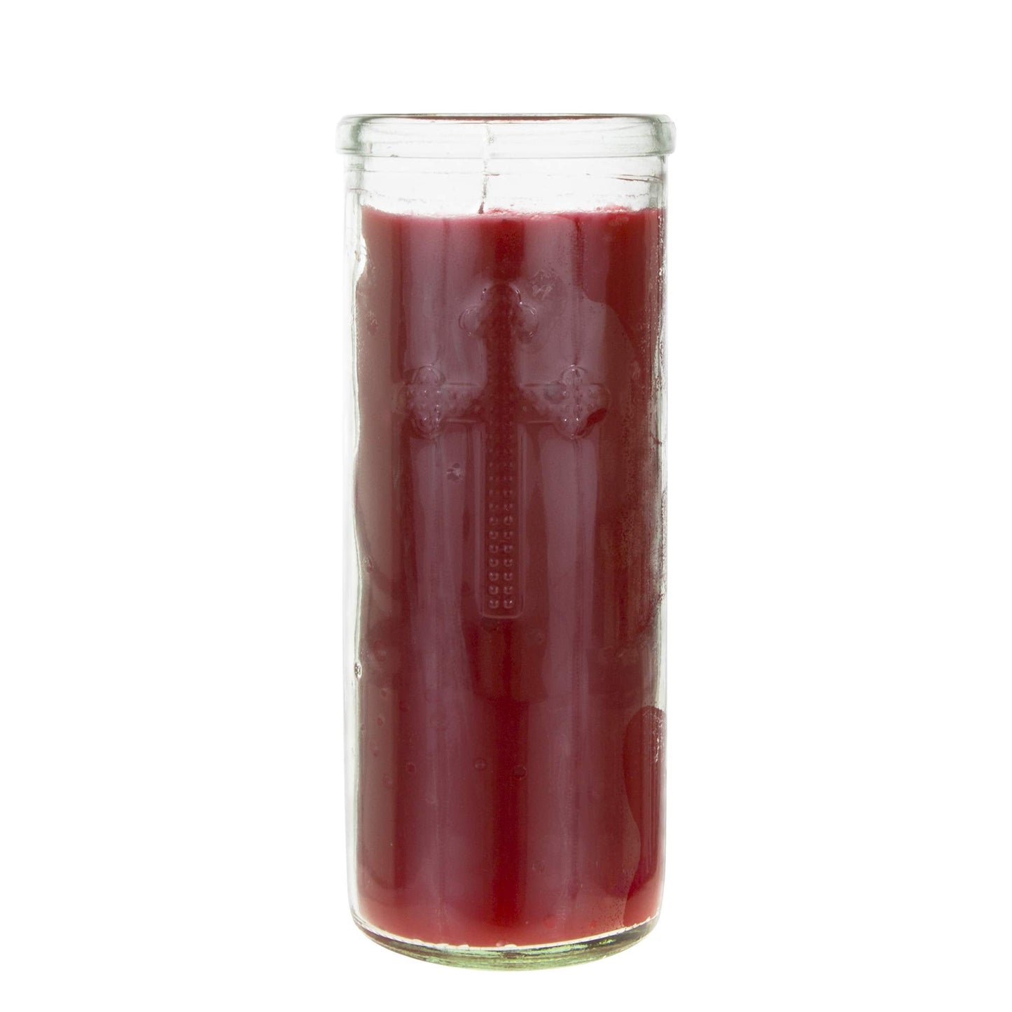 Mega Candles 3 pcs Unscented Red Dual Cross Glass Container Altagraciano Devotional Prayer Candles, Premium Wax Candle 3 Inch x 7.25 Inch, Sanctuary, Vigils, Prayers, Blessings, Religious, Memorials