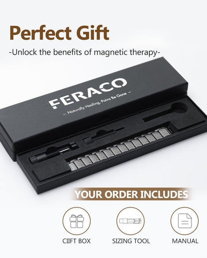 Feraco 3X Magnetic Bracelets for Men Titanium Steel Magnetic Bracelet with 3 Rows Magnets (Gray)