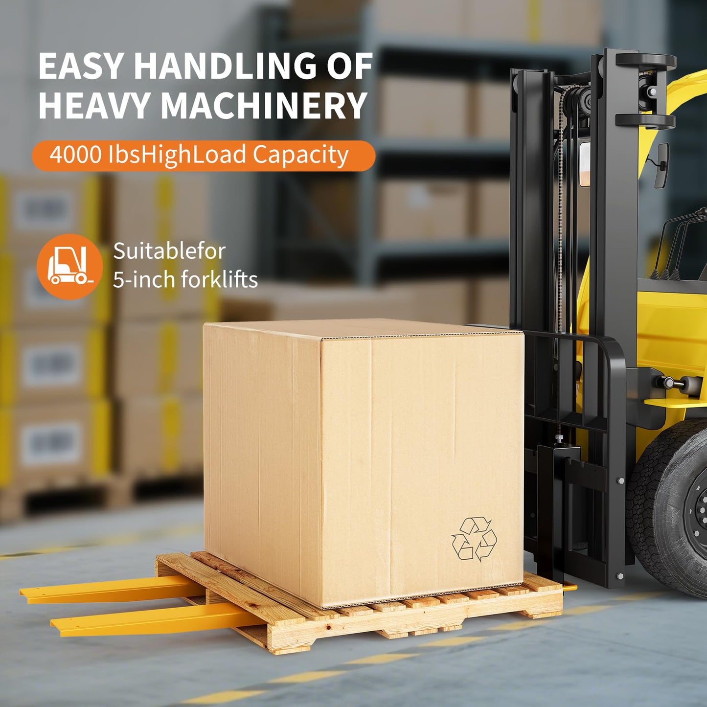 Heavy-Duty Forklift Extensions 4.5" Width, 84" Steel Pallet Fork Extensions for Lift Trucks, No-Tool Installation, 1 Pair