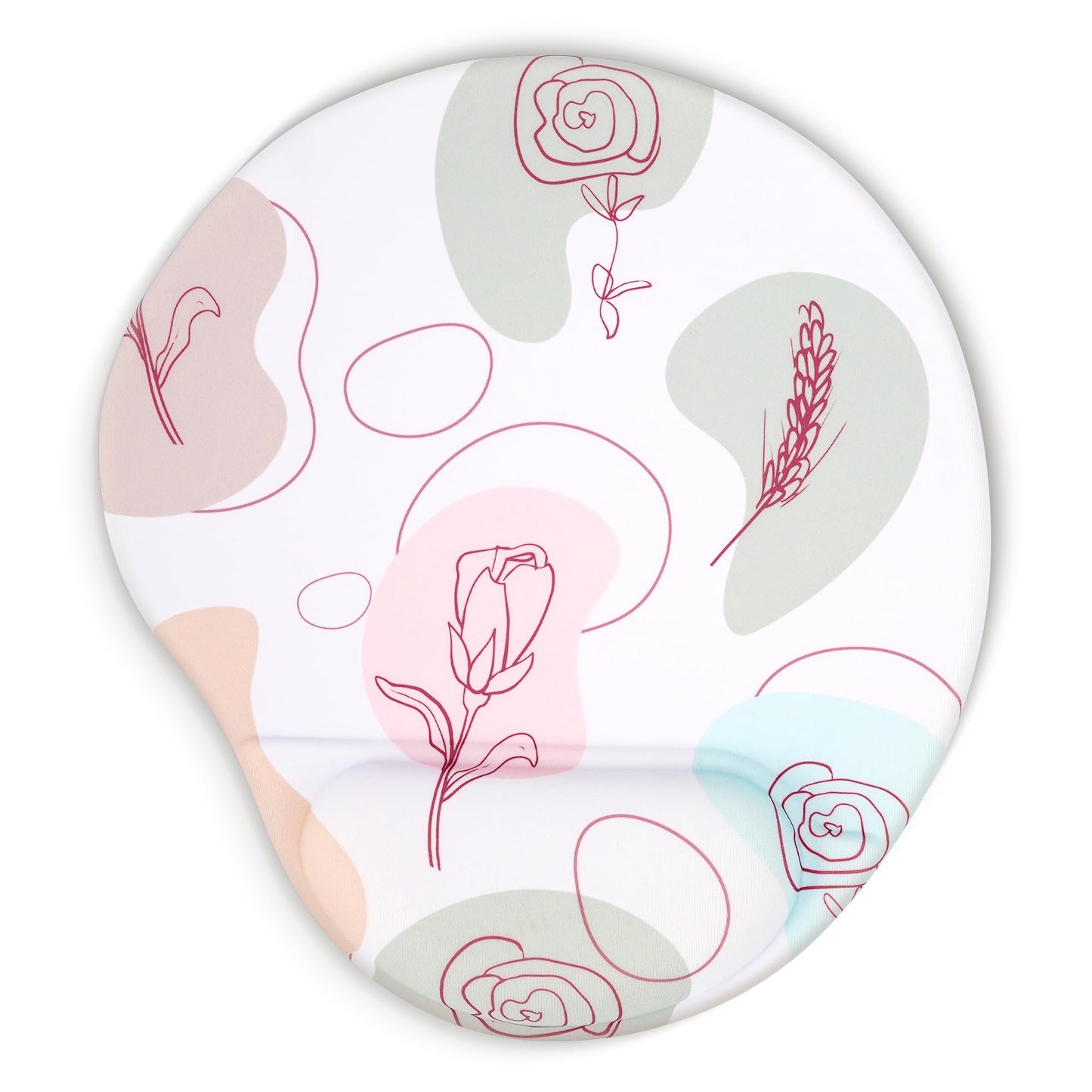 HODYXIN Ergonomic Mouse Pad with Wrist Support,Cute Floral Pattern Mouse Pads with Wrist Rest,Comfortable Mouse Pad for Home Office Gaming Work Computers Laptop with Non-Slip PU Base (Rose Fantasy)