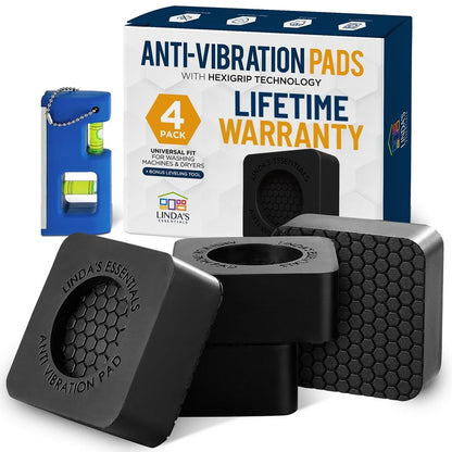 Anti Vibration Pads for Washing Machine and Dryer (Set of 4) - Washer Anti Vibration Pads with HexiGrip™ - Washing Machine Accessories & Leveling Pads - Vibration Dampening Mat
