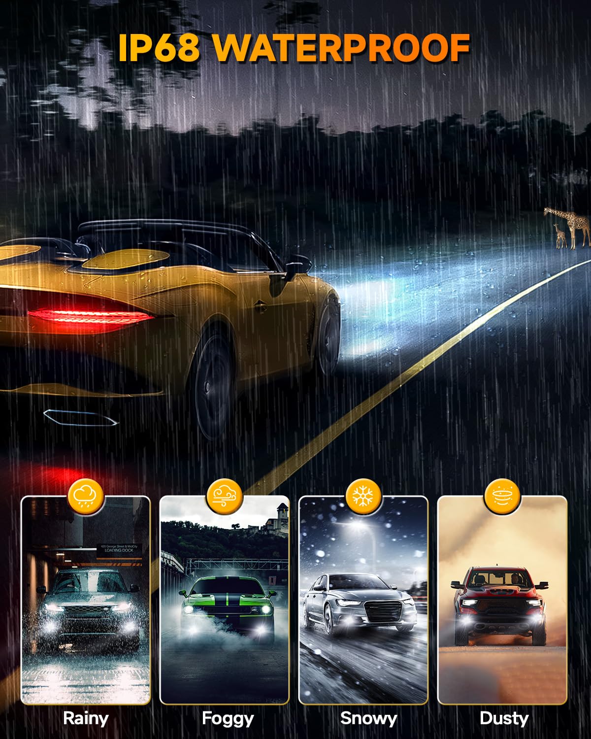 FAHREN 2025 Upgraded H1 Bulb, 1:1 Mini Size H1 Fog Light Bulbs, Plug and Play No Adapter Required Non-Polarity, Super Bright 6500K, IP68 Waterproof Pack of 2