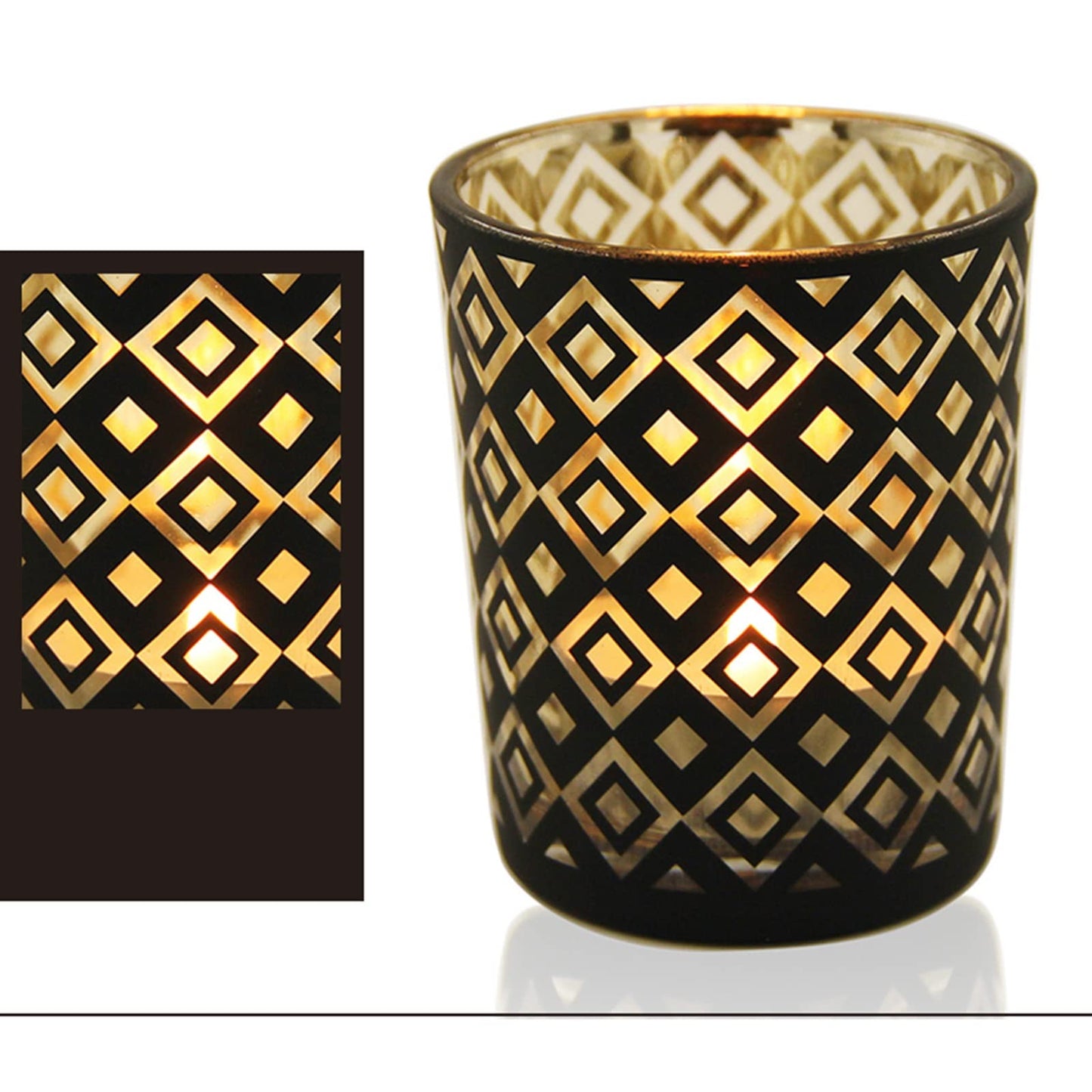 Candlestick Holders 4PCS Candle Holder Gold Cup Candlestick Column with Geometric Patterns Desktop Tealight Holder for Table Christmas Party Decoration Candle Holders