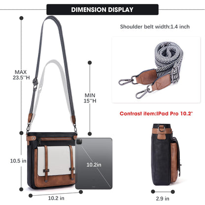 Roulens Crossbody Bags for Women,Multi Pocket Crossbody Purses Vegan Leather Shoulder Handbags Travel Purse Adjustable Strap
