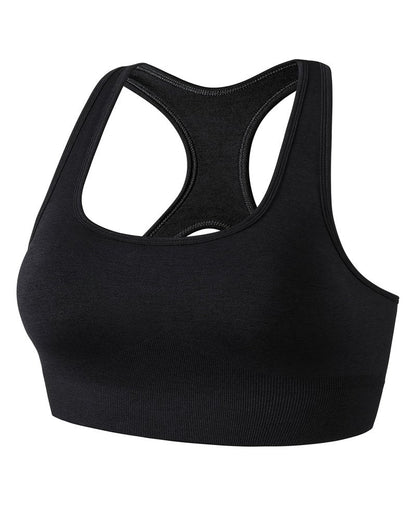 TomTiger Sports Bras for Women High Impact Racerback Removable Padded Seamless Yoga Workout Activewear Bra (Black,M)