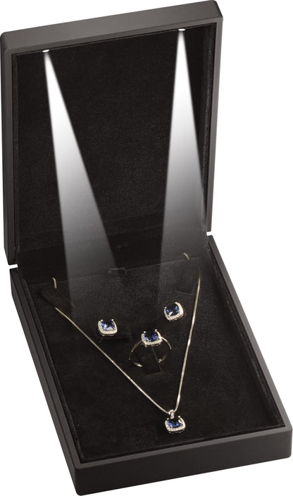 LAODA Led Black Necklace Earrings Ring Gift Box for Engagement, Wedding…Luxury LED Chain Pendant Earrings Ring Jewelry Gift Holder Box with Light for Men for Wom