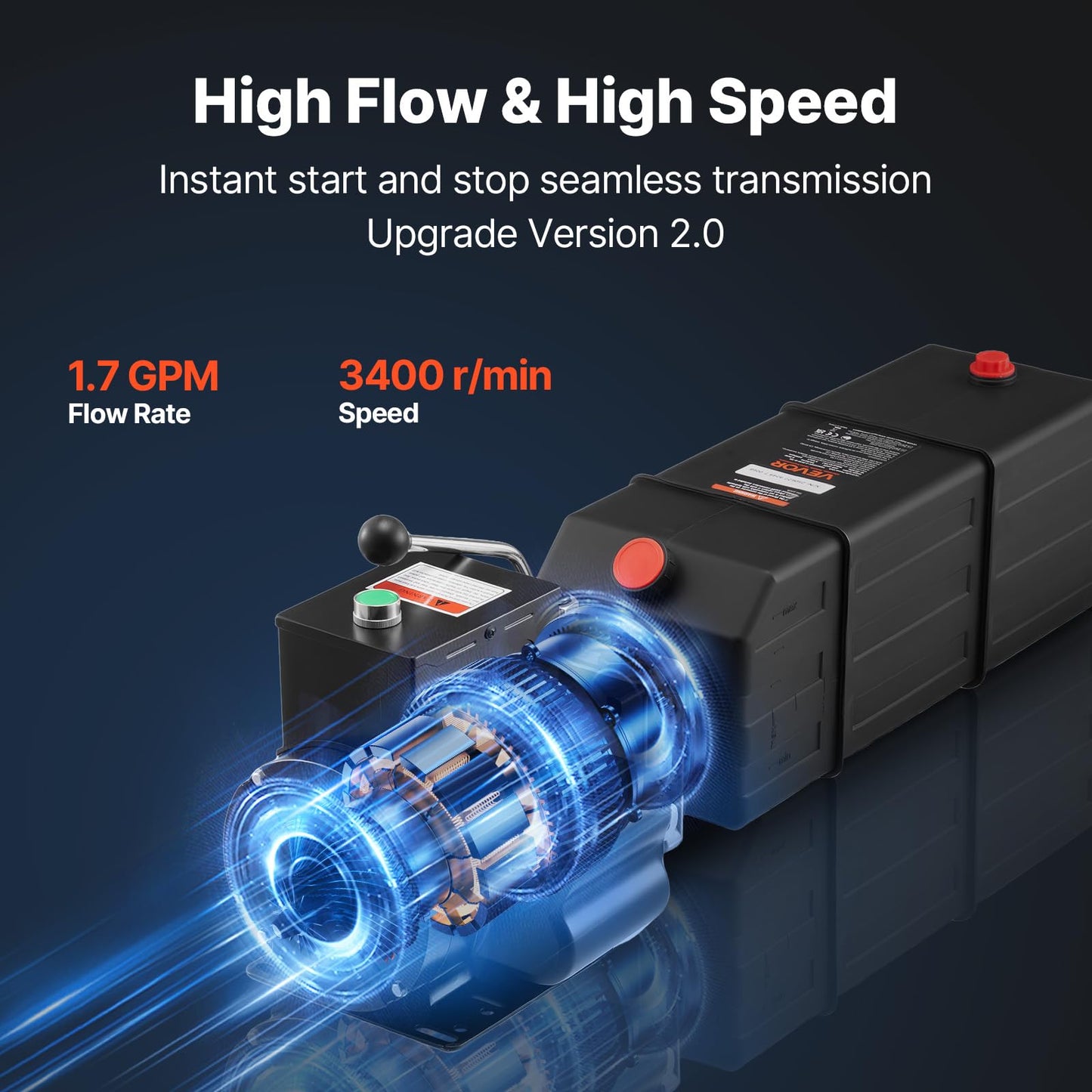Vevor Hydraulic Pump 15 Quart Hydraulic Motor Hydraulic Lift Single Phase Car Lift 3450 RPM Dump Trailer 208-230 Volt Portable Car Lift 2 Horsepower Auto Lift Vehicle Lift Portable Power Press