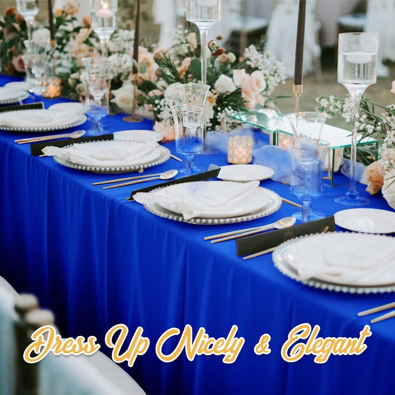 BRILLMAX 6 Pack Royal Blue Tablecloths 60 x 102 Inch for 6ft Rectangle Tables - 150 GSM Polyester Fabric, 15" Standard Drop, Water, Stain & Wrinkle Resistant Cloth Cover for Wedding Dining Buffet