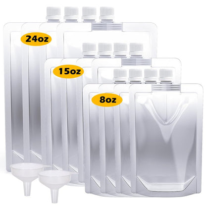 Keon Plastic Pouches - Leak-Proof, Reusable, Flexible Juice Bags, BPA-Free for Travel, Outdoor Sports, Concerts, Events