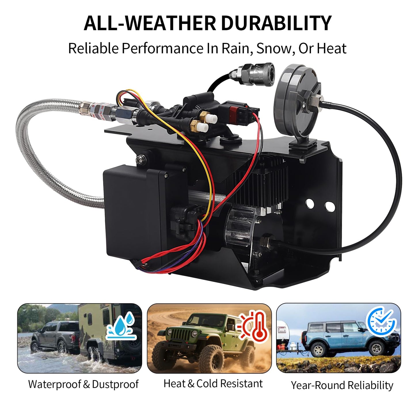 130 PSI Wireless Air Shock Controller Kit 25980EZ, Bluetooth App & Remote Control, Easy Install, Compatible with Cars, SUVs, Trucks, HASK-01APP