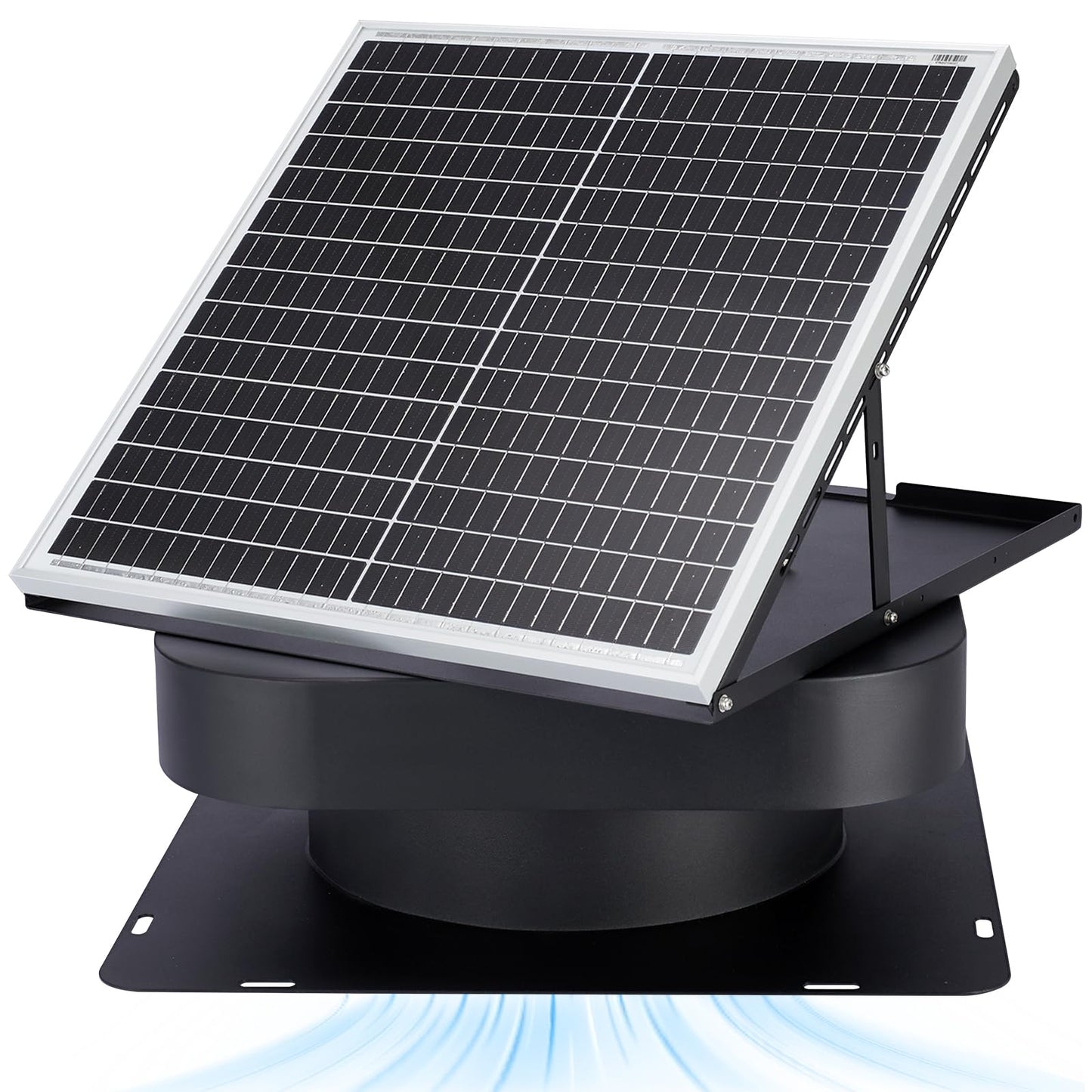 PATIOASIS Solar Attic Fan 30W Controller-Free Auto Ventilates Up to 2800 Sq Ft, Solar Roof Vent with 5-Blade Alloy Fan & Adjustable Panel for Home, Garage