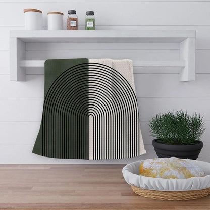 OHSUL Boho Kitchen Towels, Green Decorative Hand Towels, Bohemian Style Kitchen Bath Decor, Dish Tea Hand Towels for Home Use 16x24 Inch (Dark Green)