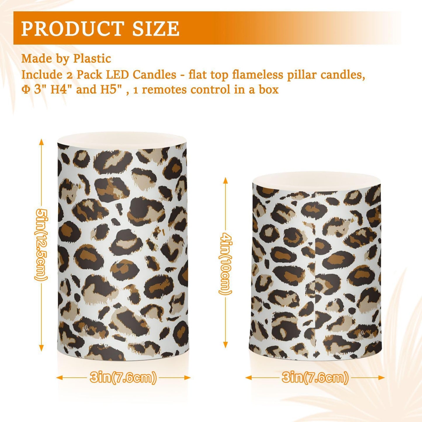 GUIJI Leopard Print - White Flameless Candles, Set of 2, Battery Operated, Pillar Candles for Home Decoration, Christmas, Party
