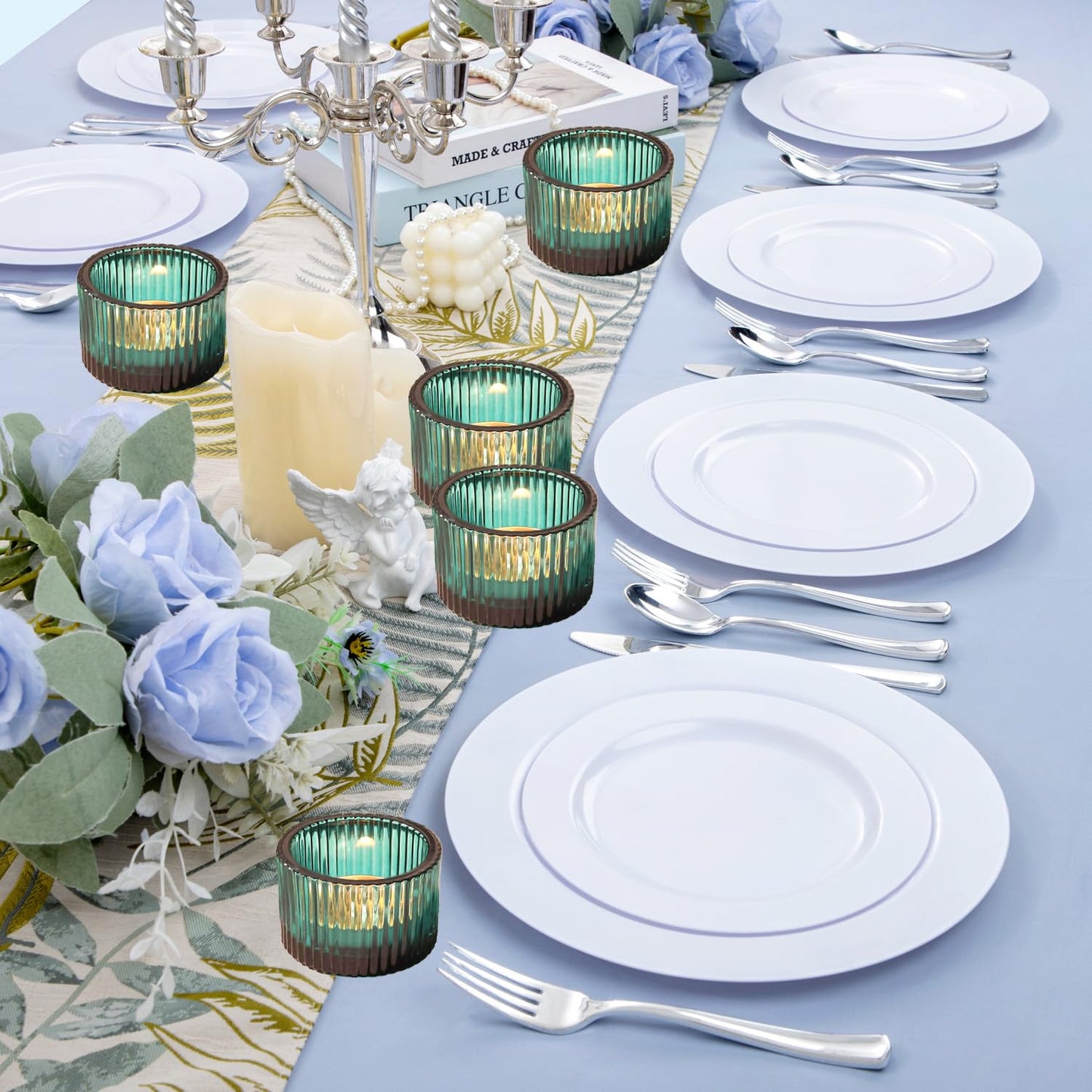 2 Pcs Tealight Candle Holder,Votive Candle Holders Glass Candle Holders Tea Lights Candle Holder for Table Centerpiece Decor Party&Home,Wedding Deco (Blue)