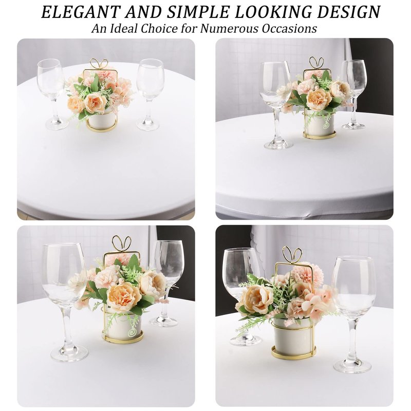 4 Pack 6FT Round Spandex Tablecloth 72 Inch White Stretchable Table Cover Washable and Wrinkle Resistant Table Cloth, Fitted Round Table for Wedding, Banquet, Birthday, Party, Restaurant (White)