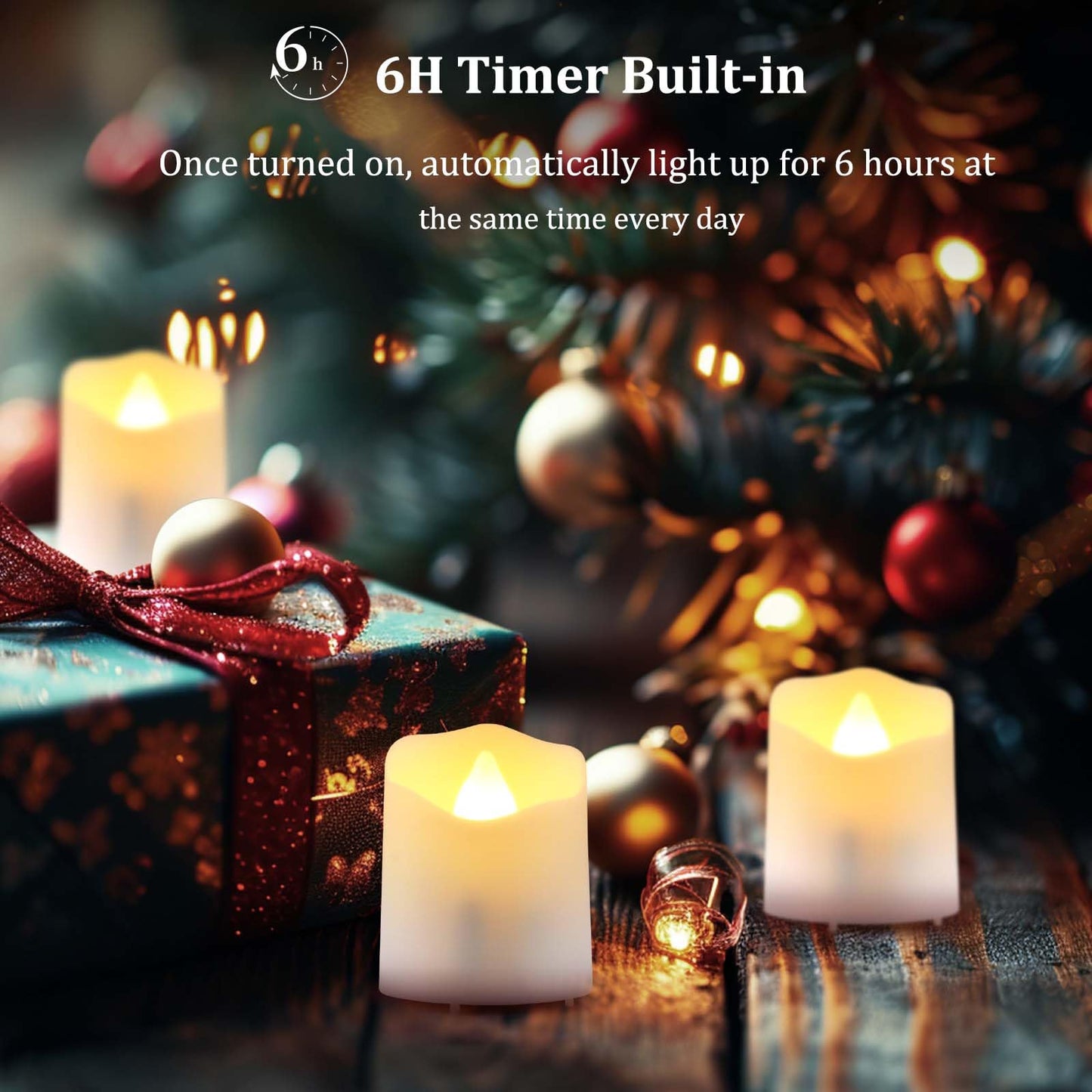 HoneTeek Rechargeable LED Candles with Remote, 6pcs Flameless Flickering LED Tea Light, Battery Candles Flickering for Halloween Christmas Decoration Remote Control Tea Lights