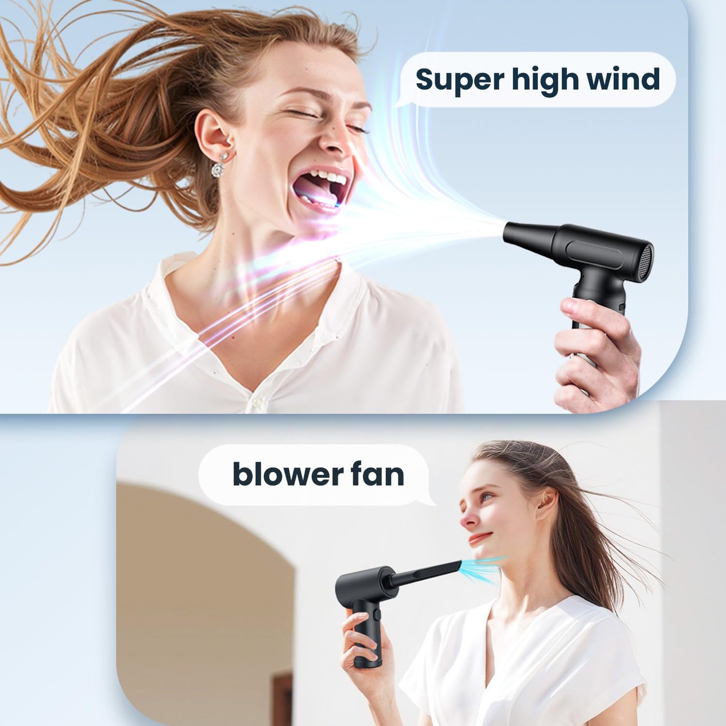 Electric Compressed Air Duster - 32,0000 RPM Rechargeable Cordless Air Blower for PC, Computer Keyboard Cleaning Kit - Mini Battery Powered Air Duster for Electronics, Car, Home - Replaces Air Cans