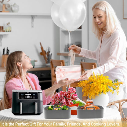 Silicone Air Fryer Liners 10QT, Reusable Airfryer Basket Liners for Ninja DZ550/DZ401, 2Pcs 5QT Large Air Fryer Accessories, Dishwasher safe (8.46 * 5.9 inch （10 QT）, DZ401 - Black)